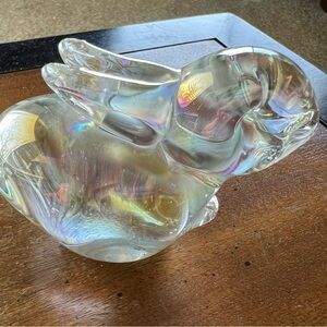 Art Glass Bunny 2x3 inches Iridescent Easter decor, cottagecore